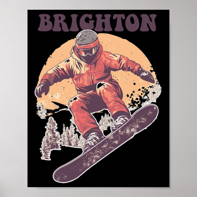 Brighton Utah Retro Snowboard  Poster (Front)