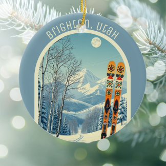 Brighton Utah ski vacation souvenir Ceramic Tree Decoration