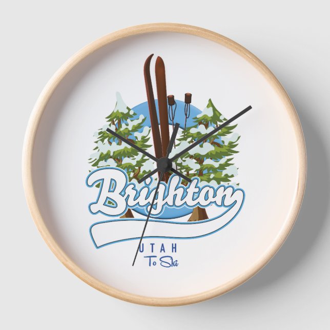 Brighton Utah to ski logo Clock (Front)