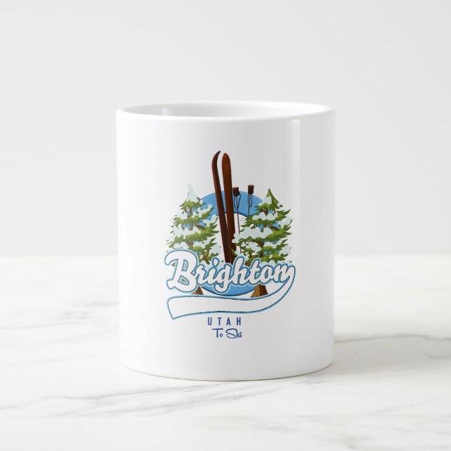 Brighton Utah to ski logo Large Coffee Mug (Front)