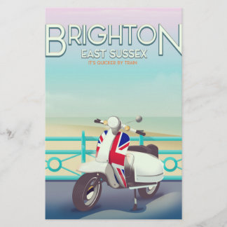 Brighton Vintage union jack scooter travel poster Stationery