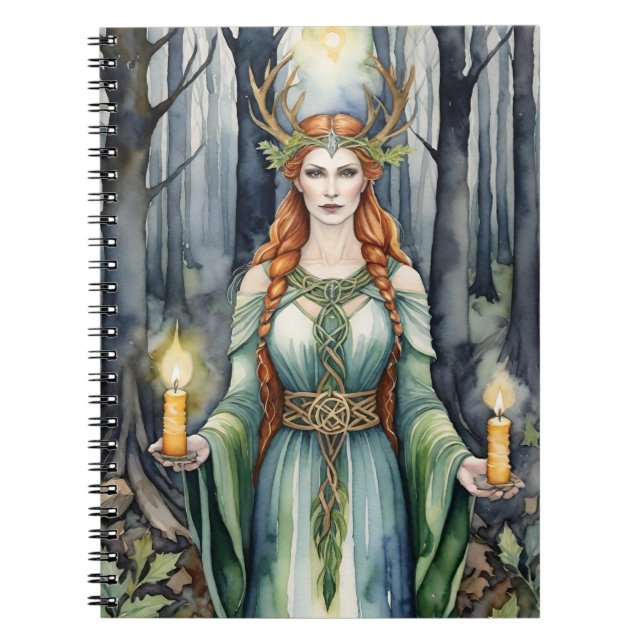 Brigid Imbolc Candlelight Forest Celtic Wiccan Notebook (Front)
