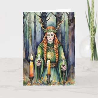Brigid Imbolc Candlemas Forest Celtic Wiccan Holiday Card