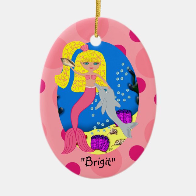 Brigit Pink Mermaid Ornament (Front)