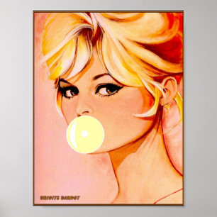 BRIGITE BARDOT  Vintage Bubble Blowing Print