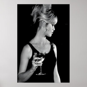 Brigitte Bardot Print, Woman Drinking Wine Poster