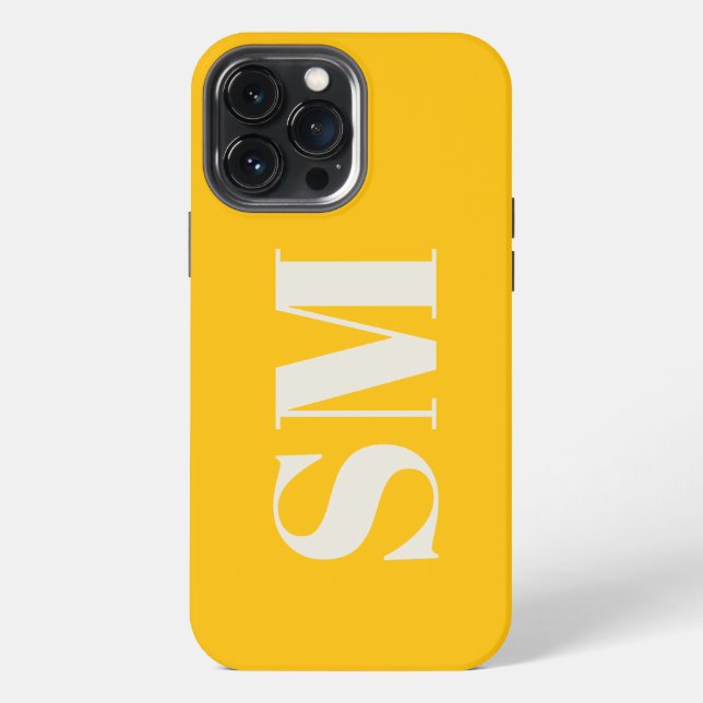 Brigt Yellow Monogram initial  iPhone Case (Back)
