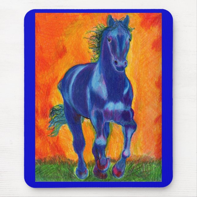 Brillian Blue Horse Mouse Mat (Front)