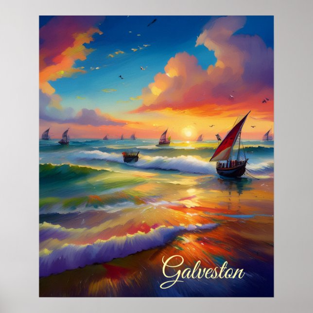 Brilliant Abstract Sea Scene Digital Print Poster (Front)