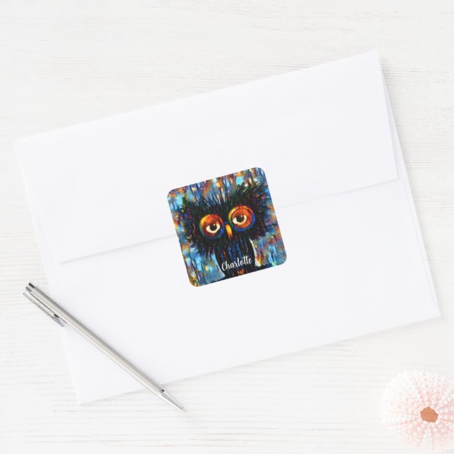 Brilliant and Wise Owl Square Sticker (Envelope)