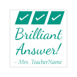 "Brilliant Answer!" Commendation Rubber Stamp