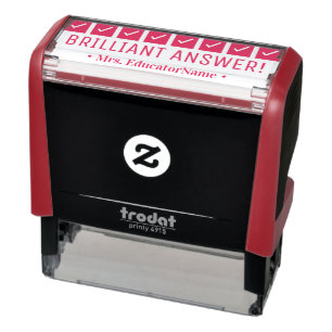 "BRILLIANT ANSWER!" + Custom Teacher Name Self-inking Stamp