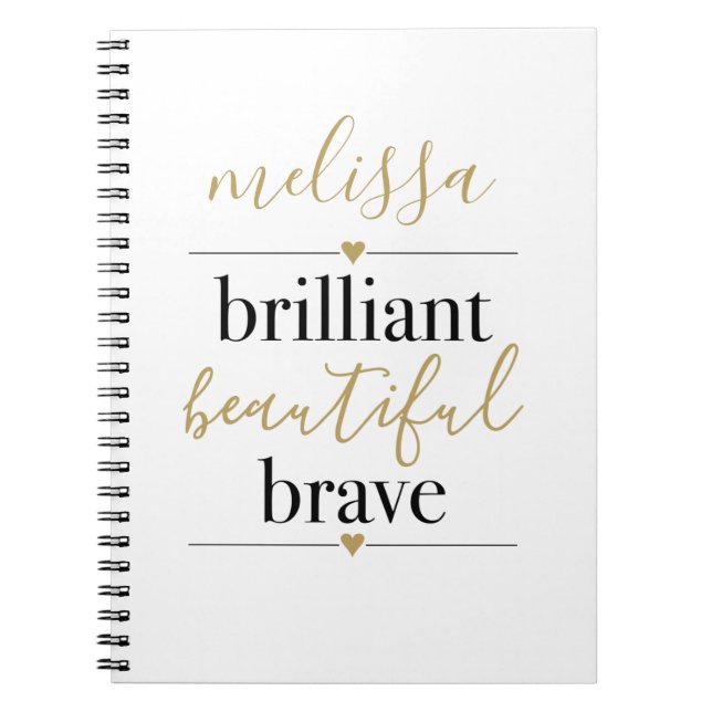 Brilliant Beautiful Brave Personalised Name  Notebook (Front)
