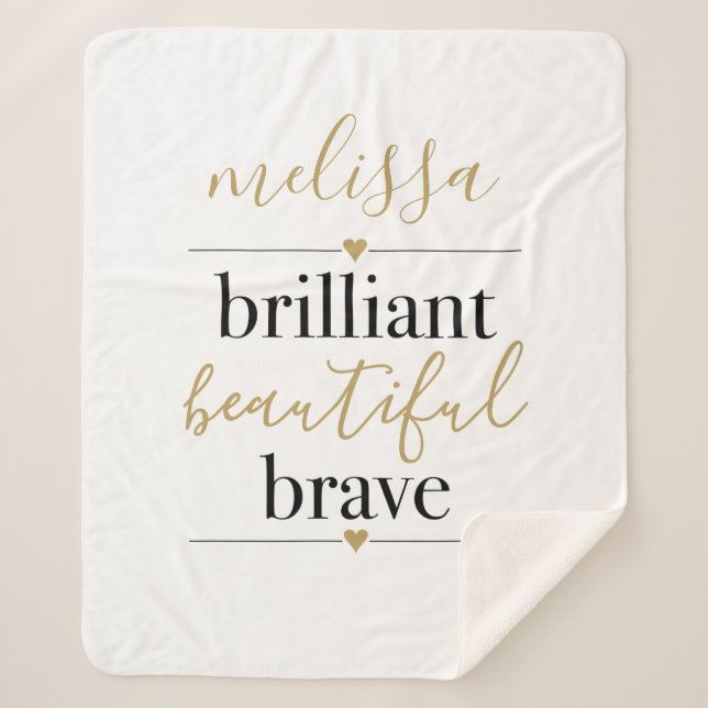 Brilliant Beautiful Brave Personalised Name  Sherpa Blanket (Front)