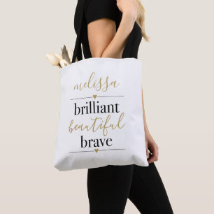 Brilliant Beautiful Brave Personalised Name Tote Bag