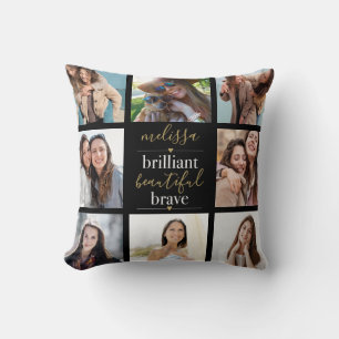 Brilliant Beautiful Brave Photo Collage Cushion