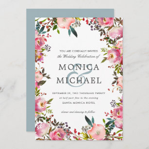 Brilliant Bloom   Floral Botanical frame Wedding Invitation