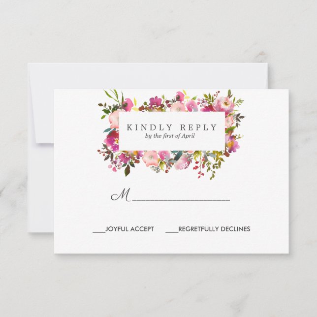 Brilliant Bloom Frame Wedding Response RSVP (Front)