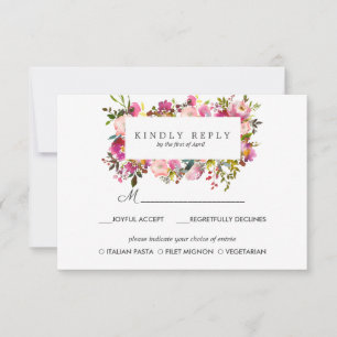Brilliant Bloom Wedding Response RSVP MEAL option