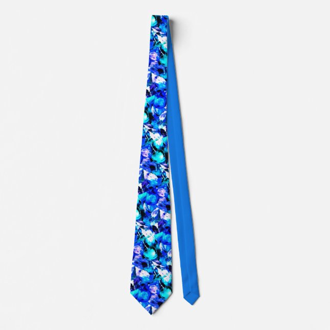 Brilliant blue abstract art tie (Front)