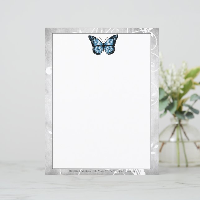 Brilliant Blue Butterfly Stationery (Standing Front)