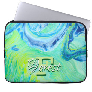 Brilliant Blue Fluid Art Laptop Sleeve