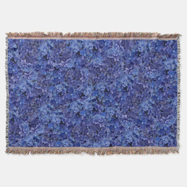 Brilliant Blue Hydrangea  Throw Blanket (Front)