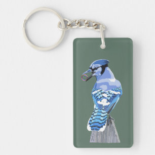 Brilliant Blue Jay Key Ring