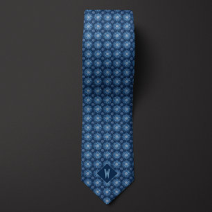 Brilliant Blue Mandala Monogram Tie