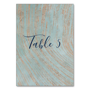 Brilliant Blue Marble and Stunning Copper Table Table Number