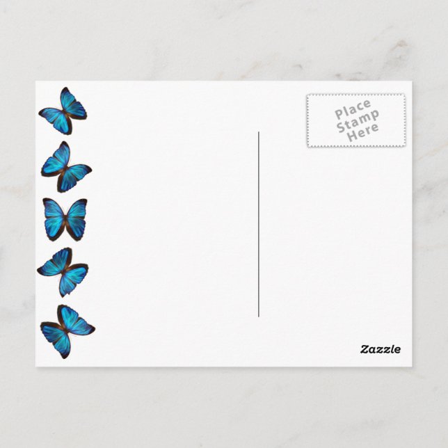 Brilliant Blue Monarch Butterfly post card (Back)