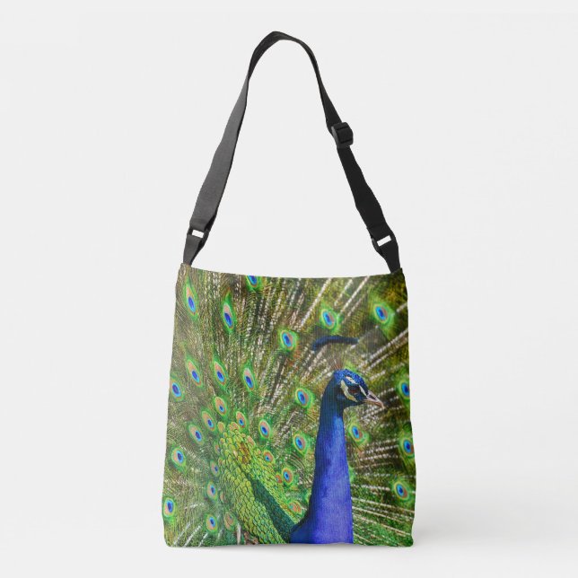 Brilliant Blue Peacock Crossbody Bag (Back)