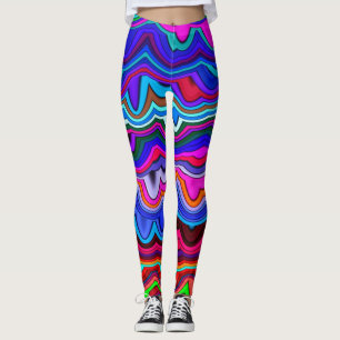 Brilliant Blue, Pink and Bright Colours Abstract Leggings