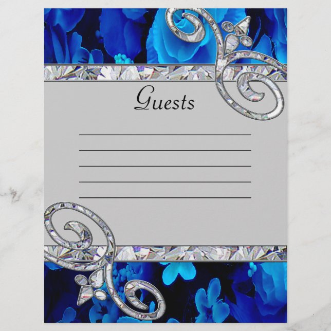 Brilliant Blue Roses & Diamond Swirls Wedding (Front)