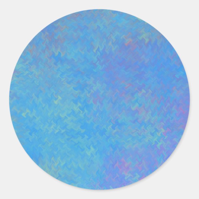 Brilliant Cerulean Blue Marbled Artsy Classic Round Sticker (Front)