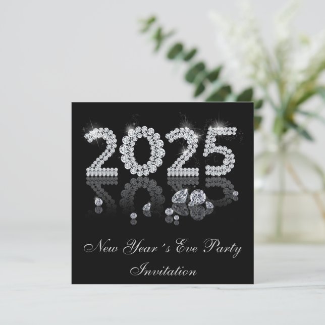 Brilliant Diamonds 2025 Luxury New Year Invitation (Standing Front)