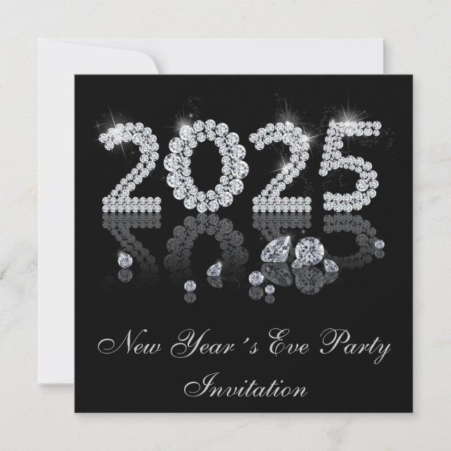 Brilliant Diamonds Luxury New Year 2025 Invitation (Front)