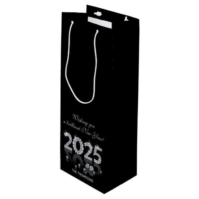 Brilliant Diamonds Luxury New Year 2025 Wine Gift Bag (Front Angled)