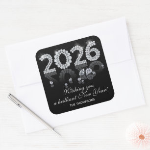 Brilliant Diamonds Luxury New Year 2026 Square Sticker
