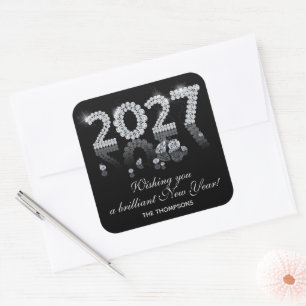 Brilliant Diamonds Luxury New Year 2027 Square Sticker