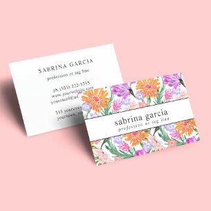 Brilliant Flowers   Purple orange blue Violet Business Card
