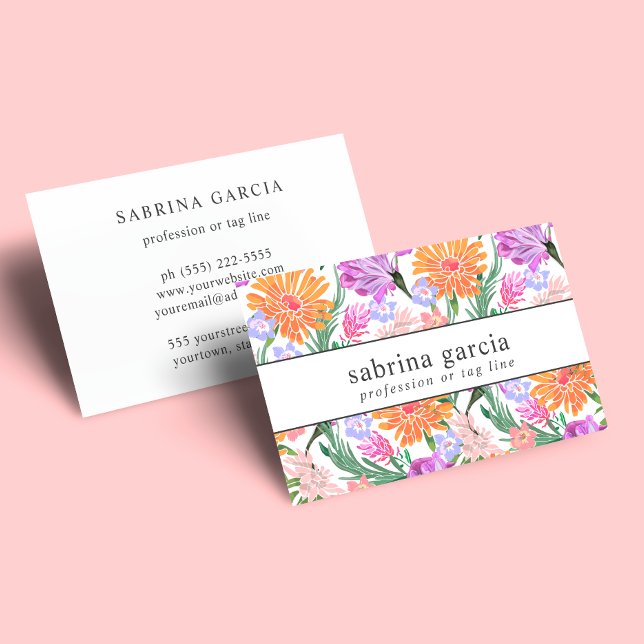 Brilliant Flowers | Purple orange blue Violet Business Card (Creator Uploaded)
