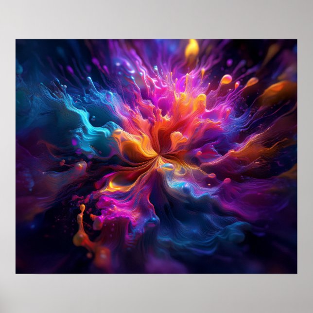 Brilliant Flowing Colours Abstract Digital Poster (Front)