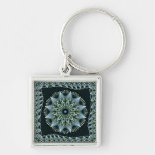 Brilliant fractal star ornament key ring