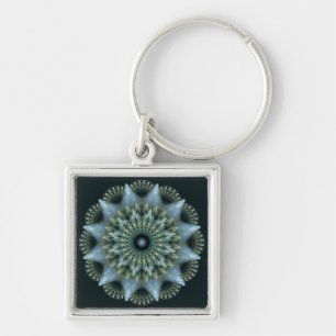 Brilliant fractal star ornament key ring
