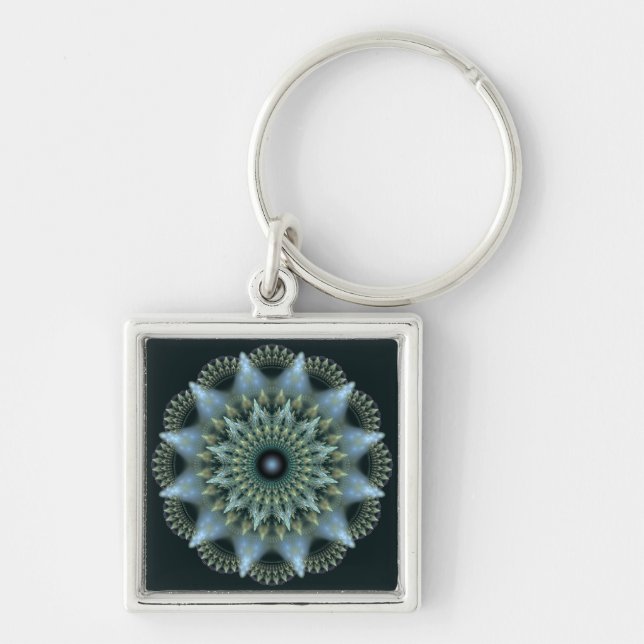 Brilliant fractal star ornament key ring (Front)