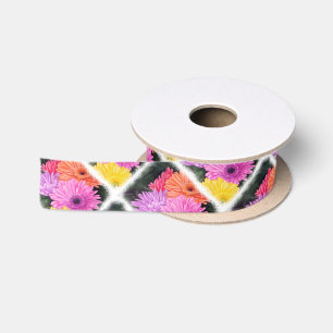 BRILLIANT GERBER FLOWERS RIBBON SATIN RIBBON