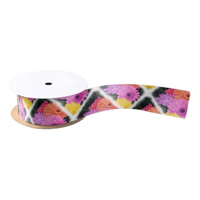 BRILLIANT GERBER FLOWERS RIBBON SATIN RIBBON (Spool)