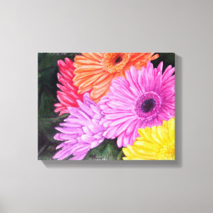 BRILLIANT GERBER FLOWERS WRAPPED CANVAS PAINTING