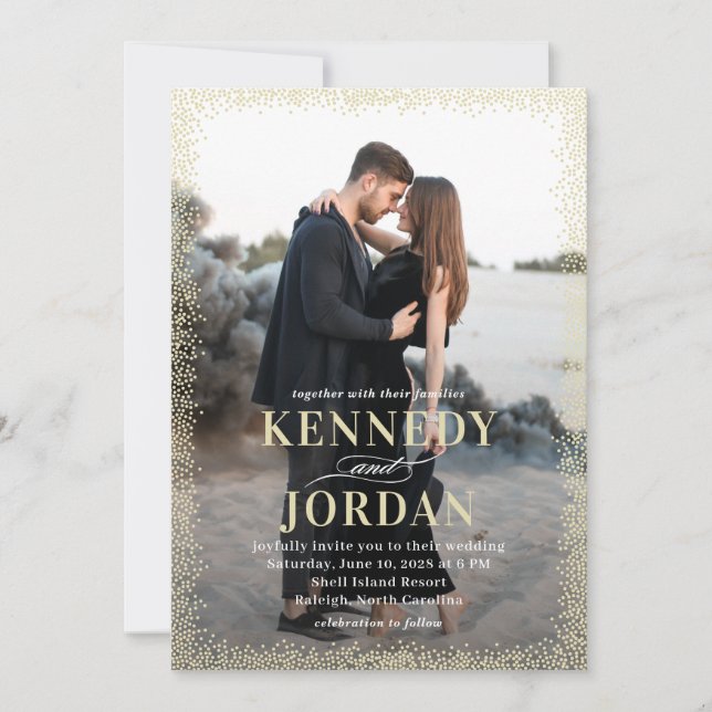 Brilliant Glow Modern Photo Wedding Invitation (Front)